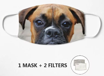 boxer dog print face mask