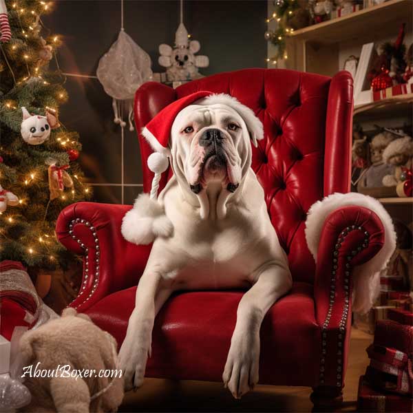 Christmas boxer dog